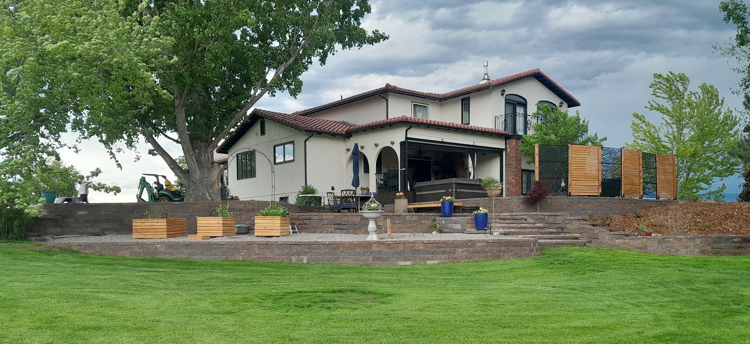 Hardscape Contracting installation of paver walkway, paver stairs, and paver patio near Missoula